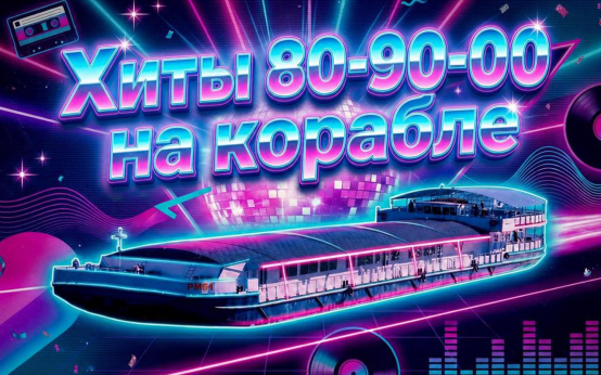 Дискотека «Хиты 80-90-00-х» на теплоходе РИО-4